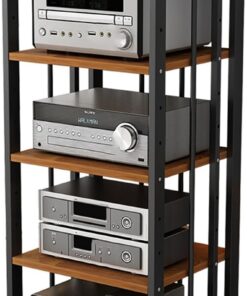 Haut-Parleur d'armoire de système de Rack stéréo de 43 Pouces de Haut avec étagère réglable en Hauteur, Support de Console de Jeu vidéo - Capacité de Charge 330 LB, étagères roulantes pour c