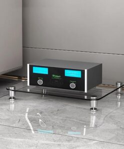 Rack Audio À Plusieurs Niveaux, Meuble Hi FI en Verre Trempé, Meuble Audio Vidéo Ouvert, Meuble Rack Audio avec Conception Absorbant Les Chocs, for Salon, Jeux, Salle(Clear,1-Tier)