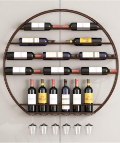 Casier à vin Mural avec Support pour Verres à vin, Rangement de Cuisine, Porte-Bouteilles de vin, étagères de Bar pour Bouteilles d'alcool, Meubles de Bar à Domicile, présentoir à