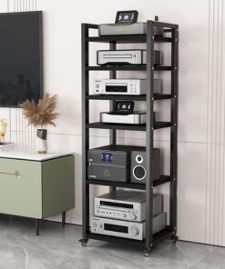 Meuble hifi,Support Multimédia Audio Et Vidéo D'angle For TV,meuble chaine hifi Rangement Audio Et Vidéo For Bureau À Domicile,étagère d'armoire de tour multimédia,Support Audio Et Vidéo À 5 Niveaux(6