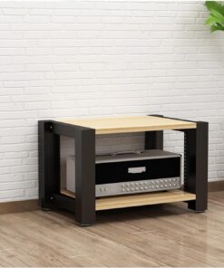 Support Hi-FI réglable – Meuble AV Moderne à 2 Niveaux pour Studio à Domicile et Salon, Rangement pour Lecteur CD/Disque Vinyle. Meuble élégant avec Finition Naturelle, Robuste et Polyvalent