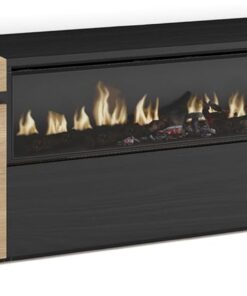 Skraut Home | Meuble TV | Banc Télé | Grand Espace de Rangement | 200x45x35cm | pour Les TV jusqu'à 80" | Cheminée électrique | Style Moderne | Chêne et Noir