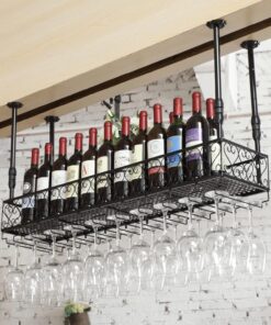 Porte-Verres à vin Suspendu - Porte-Bouteilles à vin Mural Porte-Plantes à Suspendre au Plafond Support de décoration de vin en métal de Style européen pour Bar, Cuisine, Chambre à