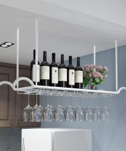 Casier à vin Mural élégant en Fer à Suspendre pour Verres à vin, pour Bars, Restaurants et Cuisines, étagère à vin de Plafond avec décoration étoilée