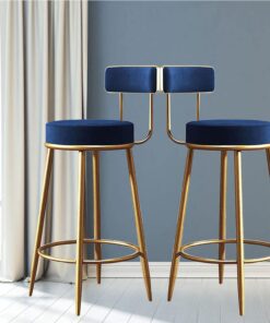 Tabourets de Bar, Tabourets de comptoir Lot de 2, Chaises de Bar Montage Facile Siège de Cuisine pour Cuisine, Bleu Salle à Manger Chaises Hautes avec Dossier et Repose-Pieds Tabouret de Bistrot