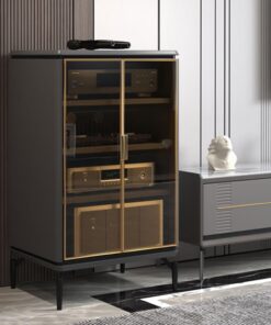 Meuble chaine hifi,étagère d'armoire de tour multimédia,support multimédia audio et vidéo d'angle for tv,meuble hifi,rack hifi,meuble chaine hifi meuble multimédia for composants audio et vidéo(Gray-b