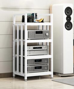 Étagère d'angle pour Support multimédia AV à 4 Couches,Meuble HiFi,étagères Audio-vidéo,Meuble Chaine HiFi Rangement Audio Et Vidéo for Bureau À Domicile,Meuble multimédia Audio stéréo à(G)