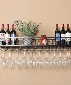 Casier à vin Mural avec Porte-Verre Casier à vin en métal élégant pour Bar, Salon et Restaurant.