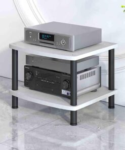 Support de rangement multimédia en bois, meuble stéréo de divertissement, support TV à 2 à 4 niveaux, support audio for composants, support stéréo for téléviseur, support multimédia AV(Wit,2 Ti