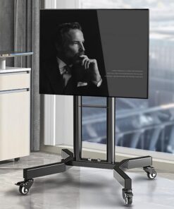 FBSHAD Stand TV Sectes TV Cart de télévision Mobile sur Roues pour Les téléviseurs de 32 à 65 Pouces, Le Meuble de Plancher de la Hauteur Le Plancher de roulement ajusté, Contient jusqu'à 35 kg /