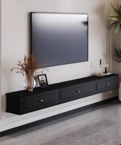 Générique Meuble TV Mural Flottant avec 2 tiroirs – Centre de Divertissement Moderne et étagère Audio/vidéo pour Salon et Bureau (Noir, 120 cm/47 Pouces)