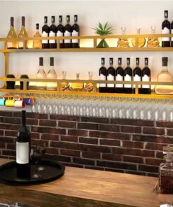 Étagère à vin Murale Moderne avec Support Lumineux et Porte-Verres, étagères flottantes pour Bar, Cuisine, Salle à Manger, décoration, Options de Couleurs