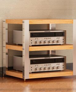 Support Audio, Support multimédia à 4 Niveaux avec étagères réglables et Repose-Pieds, Support Audio pour Salle de réunion, Salon, Salle d'enregistrement, Armoire de Rangement multimédia pou