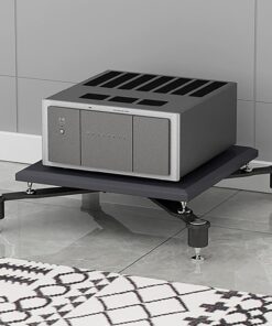 Rack Audio AV, Meuble Hi FI Rack Audio, Meuble Stéréo Moderne, Centre de Divertissement Ouvert avec Cadre en Métal, Meuble Audio Vidéo avec Clous Amortisseurs(Nero,1 Tier 70x70x15CM)