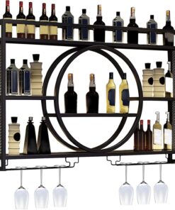 Étagère à vin, casier à vin Mural et Support à Verre, unité de Bar à Domicile avec réfrigérateur, étagères de Bar pour la Maison, Accessoires de Bar de pub pour la Maison, Armoire