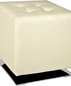 HAKU Möbel 30388 Tabouret Acier/Simili Cuir Chromé/Écru 40 x 40 x 42 cm
