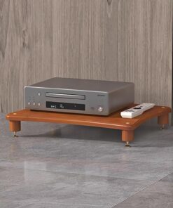 Meuble Rack Audio Rétro À 4 Niveaux, Rack Audio en Bois, Meuble Stéréo, Meuble Audio Vidéo Ouvert, Meuble Hi FI Structure Absorbant Les Chocs, Colonne en Forme De Bambou(Walnut,1-Tier)