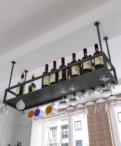 Casier à vin Suspendu au Plafond Porte-Bouteilles de vin Monté au Mur Verres à Pied Verres à Champagne Présentoir pour sous Le Meuble, Cuisine, Bar, Restaurants - Hauteur réglable