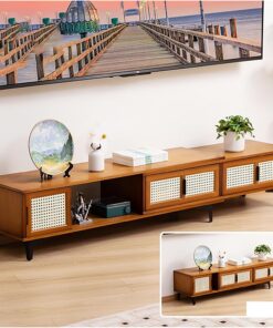 Générique Meuble TV Extensible, Armoire de Rangement télescopique, Centre de Divertissement Moderne avec tiroirs pour Salon, Chambre à Coucher (Marron)