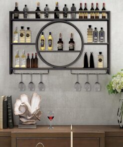 Meuble de Bar à Domicile, casier à vin Mural et casier à vin en liège pour Placard, étagères murales Minces pour Chambre à Coucher, Supports à Verres pour Bar pour décoration de sa