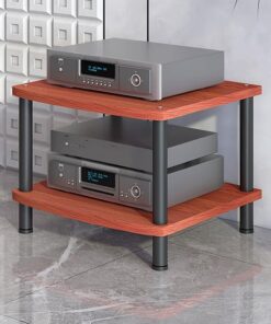Meuble Hi Fi En Bois, Rack Audio, Meuble Audio Vidéo À Plusieurs Niveaux, Meuble Stéréo Ouverte, Meuble Rack Audio, Tour Audio En Rack for Composant Stéréo De Divertissement(Red-brown,2-tier