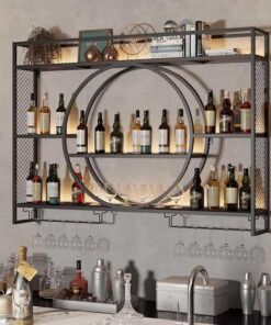 Étagère à vin murale pour bar et maison Design fin avec dessus de placard Noir 100 x 15 x 80 cm