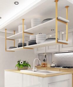 Étagère à vin Murale à 2 Niveaux, élégante, à Suspendre, pour Bar, Chambre ou Cuisine, Construction Durable en Bois Massif et Fer, Couleur Blanche