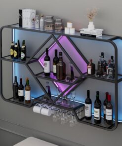 Étagère à vin Murale élégante pour Le Rangement des Bouteilles, idéale pour Le Bar à la Maison, Noire, Simple, à Suspendre, Design Peu encombrant pour Le Rangement des placards.