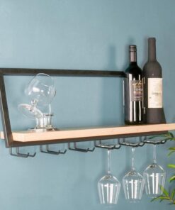 Étagère Murale pour Bar à vin, Support Mural inversé pour Verres à vin, Porte-Bouteilles Multifonctionnel en Fer, pour Bars, Restaurants, Cuisines