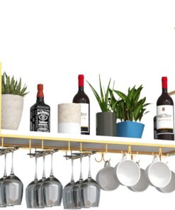 Casier à vin Mural - Support à Verres à vin Suspendu en Fer de Style européen, étagère de décoration de Plafond pour Bars, Restaurants