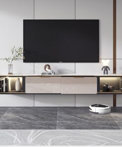 Meuble TV mura，Support TV mural avec portes et tiroirs，console multimédia en bois, Plusieurs tailles disponibles， Meuble de Divertissement Moderne，Convient pour le salon, la chambre(160*25*31cm)