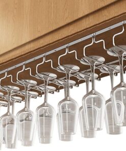 Support à Verres à vin à Suspendre sous Un Meuble, Rangement pour Bar, 8 rangées, Largeur 22,5 cm