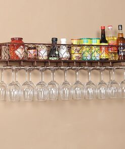 Casier à vin Mural Industriel, étagères flottantes pour Bar, présentoirs de Rangement multifonctionnels pour vin, Support pour Verre à vin en métal, étagères de Bar pour Bouteilles