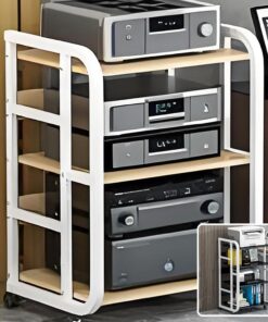 Meuble Haut-Parleur AV à 3, 4 et 5 Niveaux avec Support pour Lecteur CD ; Meuble Haut-Parleur Moderne ; Meuble Rack vidéo Multifonctionnel avec étagères réglables ; Support pour Lecteur Tour