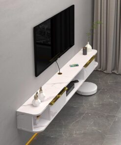 Meuble TV Mural avec 5 Espaces de Rangement, Unité TV Flottante pour la Maison et Le Bureau, Console Multimédia de Divertissement Moderne, pour Téléviseurs de Plus de 49 Pouces (Size : Bianc