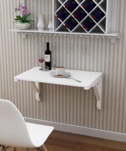 Table de Salle à Manger et de Cuisine à abattant Mural, Bois Blanc | Table de Bar Pliante pour Petit-déjeuner | Table de Salle à Manger | Bureau d'ordinateur Pliable Table de Travail rabatta