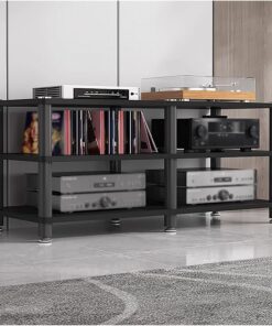 Armoire stéréo de Support de Tour d'équipement Audio vidéo de Salon à 3 Niveaux, Coin de cinéma de Bureau à Domicile, Support de télévision multimédia, Plateau tournant, récepteur de Haut-pa