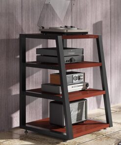 Support Audio, Support multimédia AV à 4 Niveaux, Armoire stéréo Multifonction, Support Audio pour la Maison/Le Bureau/Le cinéma (Rouge) Design Moderne Construction Robuste Peu encombrant As