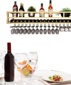 Étagère à vin Murale éclairée par LED avec Support pour Verres pour Bar ou Cuisine, étagère de présentation Moderne pour Boissons alcoolisées avec télécommande