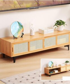 Générique Meuble TV Moderne, Centre de Divertissement, Console multimédia TV en Bois, Meuble de Rangement pour Salon, Chambre à Coucher (Marron, 160 cm/63 po-b)