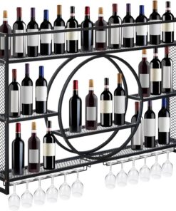 Casier à vin Mural, Armoire à Cocktail en métal, Support en Verre Moderne, Support en Fer, Support de Rangement pour Verres à Pied à Champagne, pour Bar, Restaurant, pour la Maison