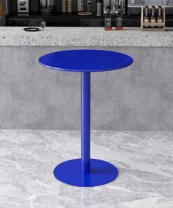Table de bistro, table de pub, table de comptoir ronde, tables basses avec base en métal, tables de salle à manger adaptées aux restaurants, bars, maisons | Bleu, Hauteur : 50/56/62/72 cm (T