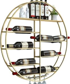 Casier à vin Mural Rond, étagère de Rangement pour Le vin en métal Gobelets en Verre à Champagne Porte-Verres à Pied Organisateur de Coupe en Verre à vin pour Bar à la Maison (Tail