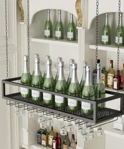 MiroDo Casiers à vin Porte-verres à bouteilles de vin Porte-verres à vin, mural, à l'envers, porte-verres à vin suspendu en fer étagère de décoration de plafond pour bars, restaurants, cu