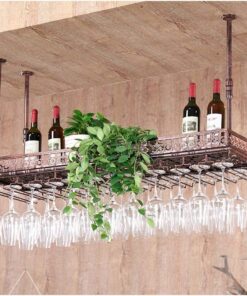 Casiers à vin Home/Bar Retro Metal Vintage avec Porte-Verre, Porte-Bouteille de vin à Suspendre au Mur, étagère à vin réglable pour l'industrie, pour Meuble Bar Cuisine Organisateur décorati