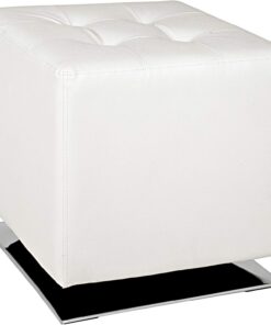 HAKU Tabouret chromé, Blanc, Tissu synthétique Aspect Cuir, métal - Dim.: L 40 cm x H 42 cm x P 40 cm, Style: Modern