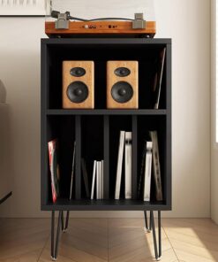 Meuble HiFi Haute capacité, Meuble Rack Audio, Plaque épaissie, Pieds d'armoire rehaussés for Meuble stéréo, Meuble Audio Vidéo, for la Maison/Bureau/Audio vidéo/DJ/théâtre(Nero)