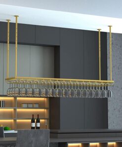 Casier à vin Mural en métal Industriel Vintage, Support à Verres à vin réglable en Hauteur, Support à vin Suspendu, Parfait pour Bar, café, cuisine/120 cm (60 cm)