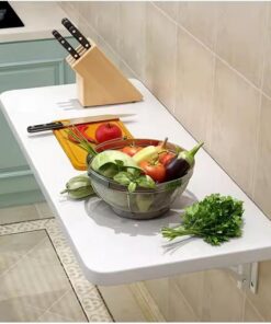 Table de Bar de Cuisine avec Supports d'étagères Pliantes, Blanc | Table Murale Rabattable, Table à abattants Murale | Bureau d'ordinateur Pliable (Taille : L80 x l30 cm/L31 x l12 Pouces)