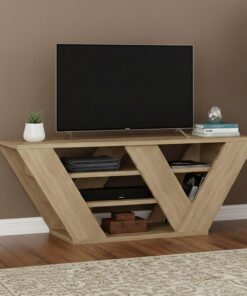 Dmora - Meuble TV Pegasus, Buffet de Salon, Armoire Basse pour TV, Base Murale de Rangement, 110x30h40 cm, Chêne